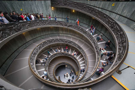 Rome, Italy - April 24, 2016: Spiral Staircase by Giuseppe Momo, in Vatican Museums, the public art and sculpture museums in the Vatican City, in Rome, Italyのeditorial素材