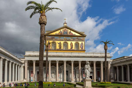 Rome, Italy - april 24, 2016: The Papal Basilica of Saint Paul Outside the Walls, in Rome, Italyのeditorial素材