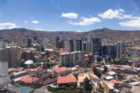 Panoramic view from the cableway of La Paz, in Boliviaのeditorial素材