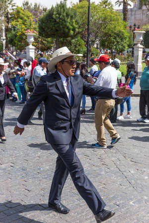 Arequipa, Peru - september 23, 2018: parade in main square Plaza de Armas in Arequipa, Peruのeditorial素材