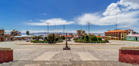 Puno, Peru - september 28, 2018: square in front of the Church of our Lady of the Assumption,...