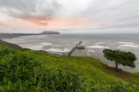 Lima, Peru - October 11, 2018: Miraflores Town landscapes in Lima, Peru