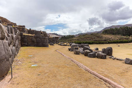 Cusco, Peru - october 07, 2018: View of tourists walking at Sacsayhuaman fortress, Inca ruins in Cusco or Cuzco town, Peruのeditorial素材
