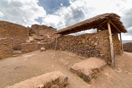 View of the ruins of the ancient Inca city of Pisac, near Cusco, Peruのeditorial素材