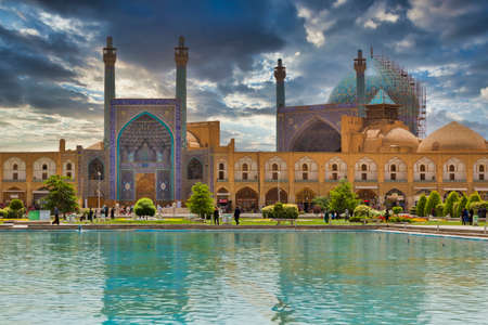 Isfahan, Iran - April 29, 2015: Imam Mosque (Masjed-e Imam) at Naghsh-e Jahan Square in Isfahan, Iran. Imam mosque is known as Shah Mosque. Its construction finished in 1629.