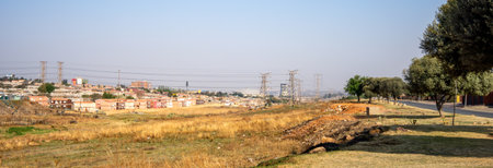 View of Soweto, the famous township of the City of Johannesburg Metropolitan Municipality in Gauteng, South Africa. Its name is an English syllabic abbreviation for South Western Townshipsの写真素材