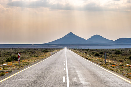 Scenic route from Cape Town to Kgalagadi Transfrontier Park, in Northern Cape, South Africaの写真素材