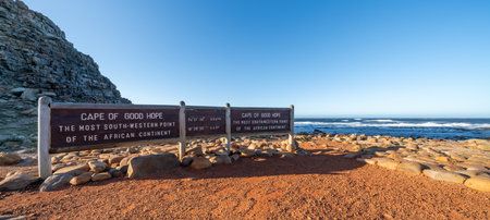 Cape of Good Hope sign, Cape Peninsula, Western Cape, South Africaの写真素材