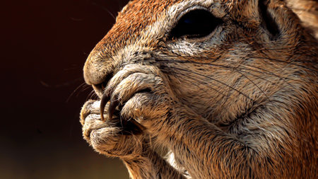 Close up of cape ground squirrel or South African ground squirrel, or Geosciurus inauris, searching...