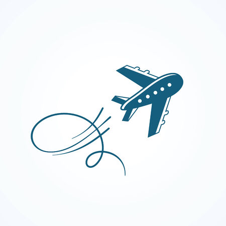 Blue airplane iconのイラスト素材
