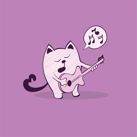 Cat with guitar stand and play