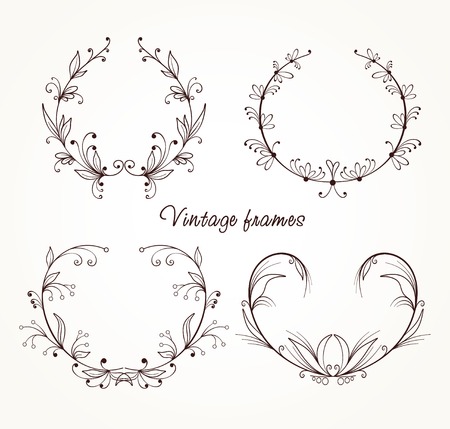 Collection of different vintage framesのイラスト素材