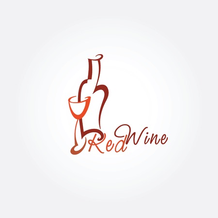 Stylized icon of red wine and glassのイラスト素材