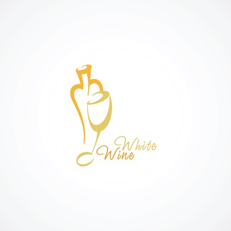 Stylized icon of white wine and wine glassのイラスト素材