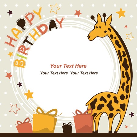 Birthday card with happy giraffe のイラスト素材
