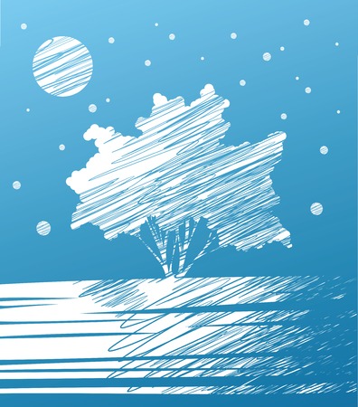 Blue card with treeのイラスト素材