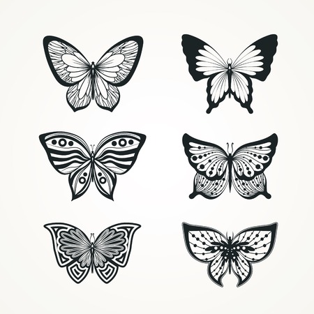 Collection of stylized butterfly  tattoo のイラスト素材