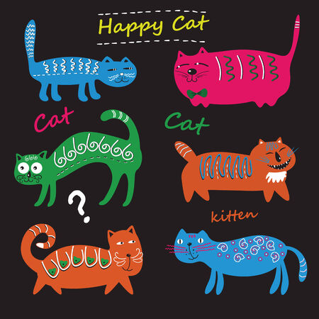 Collection of colored cute baby catsのイラスト素材