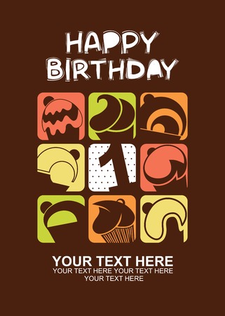 cute happy birthday card with cupcakes  のイラスト素材