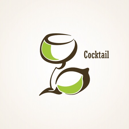 Cocktail glasses with limeのイラスト素材