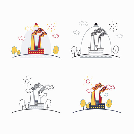 Industrial factory buildings icons. Vector illustrationのイラスト素材