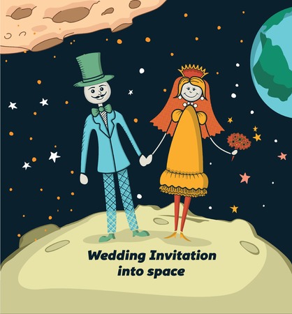 Wedding invitation into space,vector illustrationのイラスト素材