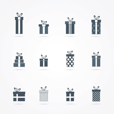Vector black gift icons setのイラスト素材
