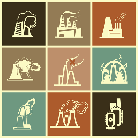 Industrial Factory Icons - Vector Setのイラスト素材