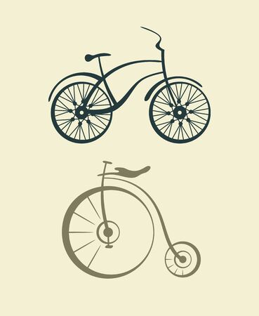 Two old retro bicycle. Vector illustrationのイラスト素材