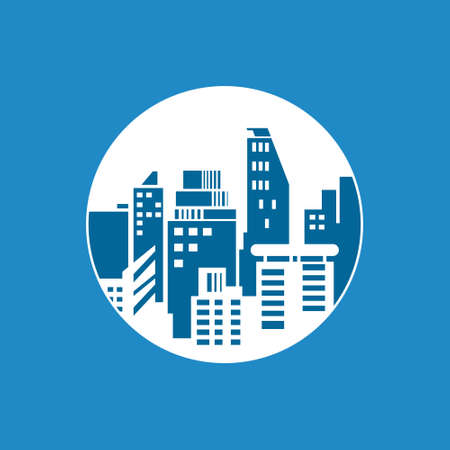 Silhouette of the city in a circleのイラスト素材