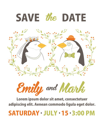 Wedding invitation card template. Vector illustrationのイラスト素材