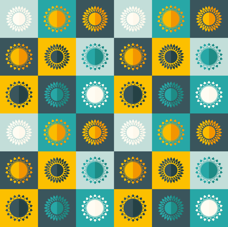 Abstract seamless pattern with sunsのイラスト素材