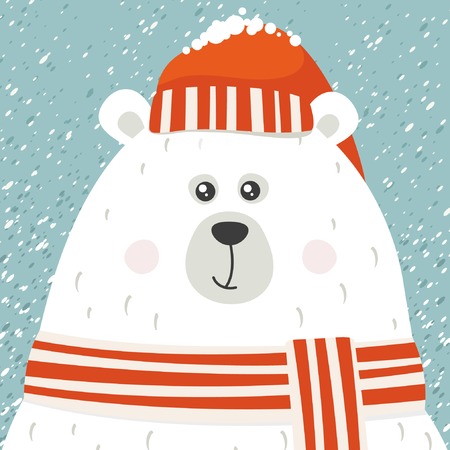 Polar bear greeting card Vector illustration.のイラスト素材