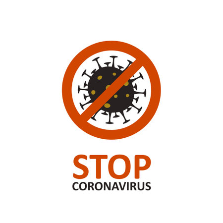 Coronavirus Icon with Red Prohibit Sign. Stop coronavirus. Coronavirus outbreak.のイラスト素材