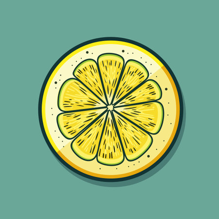 Top view round Lemon slice, half of ripe Lemon.のイラスト素材