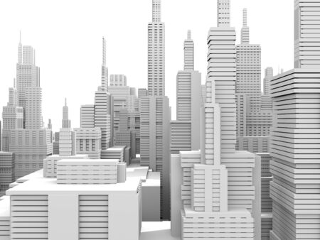 3d render of a white city model の写真素材