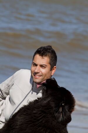 man  and dogの写真素材