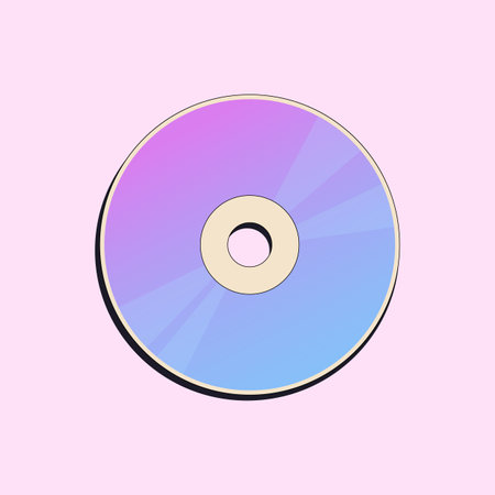 Retro compact disc icon in flat style isolated on pink background. Nostalgia for 1990sのイラスト素材
