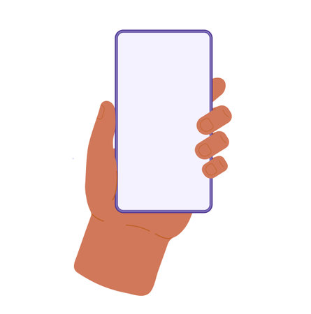 Hand with smartphone on white background. Male holdind phone. flat vector illustrationのイラスト素材
