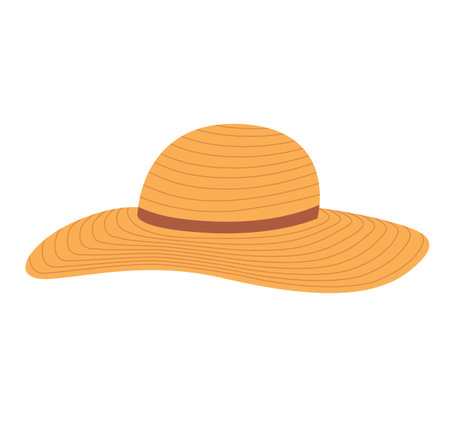 Women's summer hat vector illustration. Beach headgear on white background.のイラスト素材