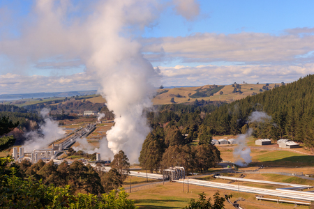 Wairakei geothermal power station pipeline steamの写真素材