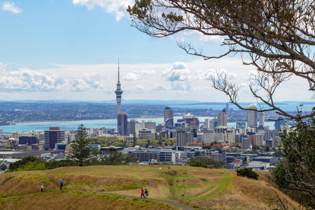 View from Mount Eden, Auckland city, North Island, New Zealandのeditorial素材
