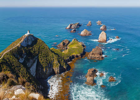 Nugget Point Lighthouse, New Zealandの写真素材