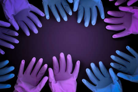 Rubber gloves, protection and cleaning conceptの写真素材