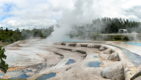 Wairakei termal pools and terraces near Taupo, New Zealandの写真素材