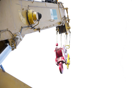 Mobile crane on isolated white background.