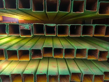 The arrangement of rectangular steel box with rustproof paint. Before useの写真素材