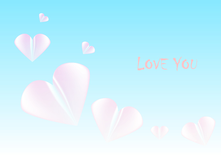 Abstract hearts and text on blue background for valentine and love,Vector illustration.のイラスト素材