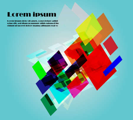 Abstract colorful geometric square element creative design concept on blue background and sample text,Vector illustration.のイラスト素材