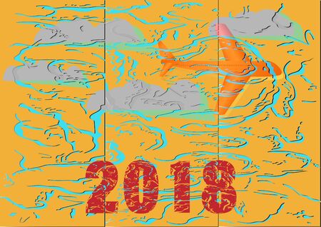 Happy new year 2018, colorful background, vector illustration.のイラスト素材